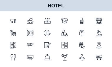 Hotel Line Simge Koleksiyonu Modern, Minimal Tasarım Sembolleri Konukseverlik, Rezervasyon, Oda, Seyahat ve Kalkınma Hizmetleri