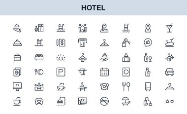 Hotel Line Simge Koleksiyonu Modern, Minimal Tasarım Sembolleri Konukseverlik, Rezervasyon, Oda, Seyahat ve Kalkınma Hizmetleri