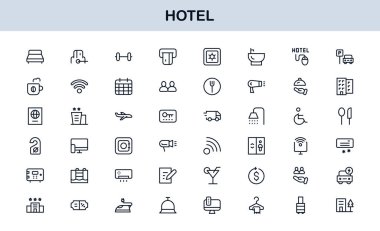 Hotel Line Simge Koleksiyonu Modern, Minimal Tasarım Sembolleri Konukseverlik, Rezervasyon, Oda, Seyahat ve Kalkınma Hizmetleri