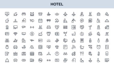 Hotel Line Simge Koleksiyonu Modern, Minimal Tasarım Sembolleri Konukseverlik, Rezervasyon, Oda, Seyahat ve Kalkınma Hizmetleri