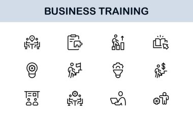 İş Eğitim Hattı Simgesi Modern, Asgari, Profesyonel Koçluk, Atölye, Danışmanlık, Geliştirme ve Kurumsal Beceriler Simgeleri