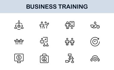 İş Eğitim Hattı Simgesi Modern, Asgari, Profesyonel Koçluk, Atölye, Danışmanlık, Geliştirme ve Kurumsal Beceriler Simgeleri