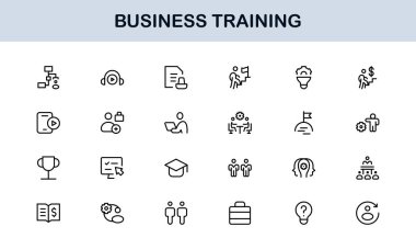 İş Eğitim Hattı Simgesi Modern, Asgari, Profesyonel Koçluk, Atölye, Danışmanlık, Geliştirme ve Kurumsal Beceriler Simgeleri
