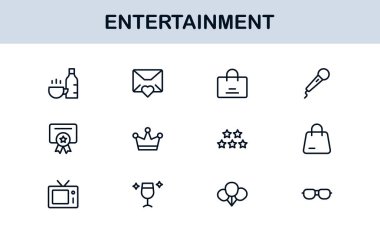 Profesyonel Eğlence Simgeleri Asgari Satır Sanat Paketi Medya, Müzik, Sinema ve Oyun