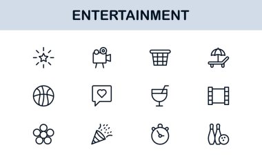 Profesyonel Eğlence Simgeleri Asgari Satır Sanat Paketi Medya, Müzik, Sinema ve Oyun