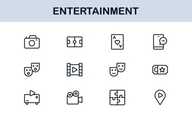 Profesyonel Eğlence Simgeleri Asgari Satır Sanat Paketi Medya, Müzik, Sinema ve Oyun
