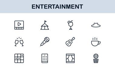 Profesyonel Eğlence Simgeleri Asgari Satır Sanat Paketi Medya, Müzik, Sinema ve Oyun