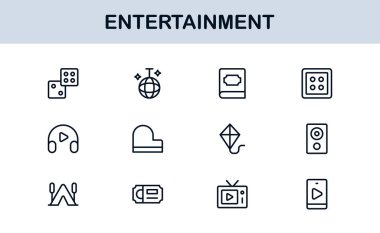 Profesyonel Eğlence Simgeleri Asgari Satır Sanat Paketi Medya, Müzik, Sinema ve Oyun