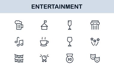 Profesyonel Eğlence Simgeleri Asgari Satır Sanat Paketi Medya, Müzik, Sinema ve Oyun