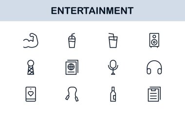 Profesyonel Eğlence Simgeleri Asgari Satır Sanat Paketi Medya, Müzik, Sinema ve Oyun