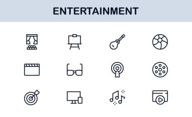 Profesyonel Eğlence Simgeleri Asgari Satır Sanat Paketi Medya, Müzik, Sinema ve Oyun