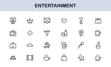 Profesyonel Eğlence Simgeleri Asgari Satır Sanat Paketi Medya, Müzik, Sinema ve Oyun