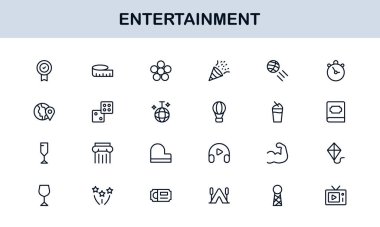 Profesyonel Eğlence Simgeleri Asgari Satır Sanat Paketi Medya, Müzik, Sinema ve Oyun