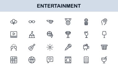 Profesyonel Eğlence Simgeleri Asgari Satır Sanat Paketi Medya, Müzik, Sinema ve Oyun