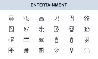 Profesyonel Eğlence Simgeleri Asgari Satır Sanat Paketi Medya, Müzik, Sinema ve Oyun
