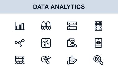 Grafikler, İstatistikler, Sezgiler, Kontrol Panelleri ve Analiz Araçlarını içeren Vector Simgeleri