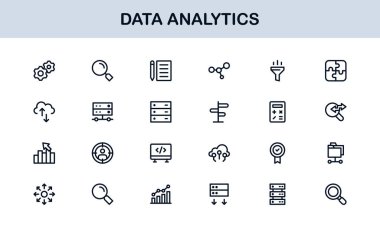Grafikler, İstatistikler, Sezgiler, Kontrol Panelleri ve Analiz Araçlarını içeren Vector Simgeleri