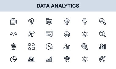 Grafikler, İstatistikler, Sezgiler, Kontrol Panelleri ve Analiz Araçlarını içeren Vector Simgeleri