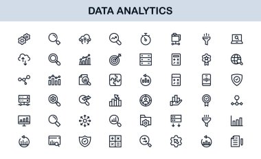 Grafikler, İstatistikler, Sezgiler, Kontrol Panelleri ve Analiz Araçlarını içeren Vector Simgeleri