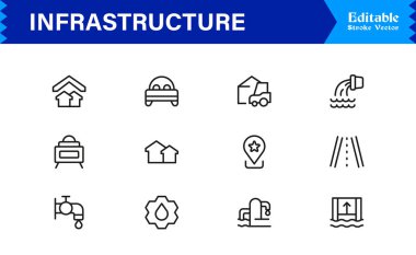 Altyapı Profesyonel Modern Satır Simgesi Asgari Vektör Tasarım Elementleri Temiz Görsel Temsil ve Premium Kullanılabilirliği