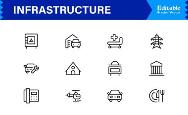 Altyapı Profesyonel Modern Satır Simgesi Asgari Vektör Tasarım Elementleri Temiz Görsel Temsil ve Premium Kullanılabilirliği