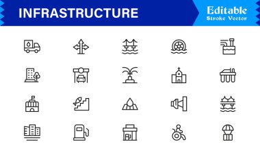 Altyapı Profesyonel Modern Satır Simgesi Asgari Vektör Tasarım Elementleri Temiz Görsel Temsil ve Premium Kullanılabilirliği