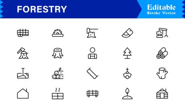 Modern Minimal Ağaçlar, Yapraklar, Ormanlar ve Yüksek Kaliteli Dijital Projeler İçin Temiz Tasarımlı Doğa Elementleri içeren Profesyonel Orman Çizgisi Simgesi Paketi