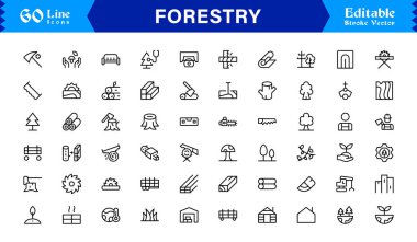 Modern Minimal Ağaçlar, Yapraklar, Ormanlar ve Yüksek Kaliteli Dijital Projeler İçin Temiz Tasarımlı Doğa Elementleri içeren Profesyonel Orman Çizgisi Simgesi Paketi