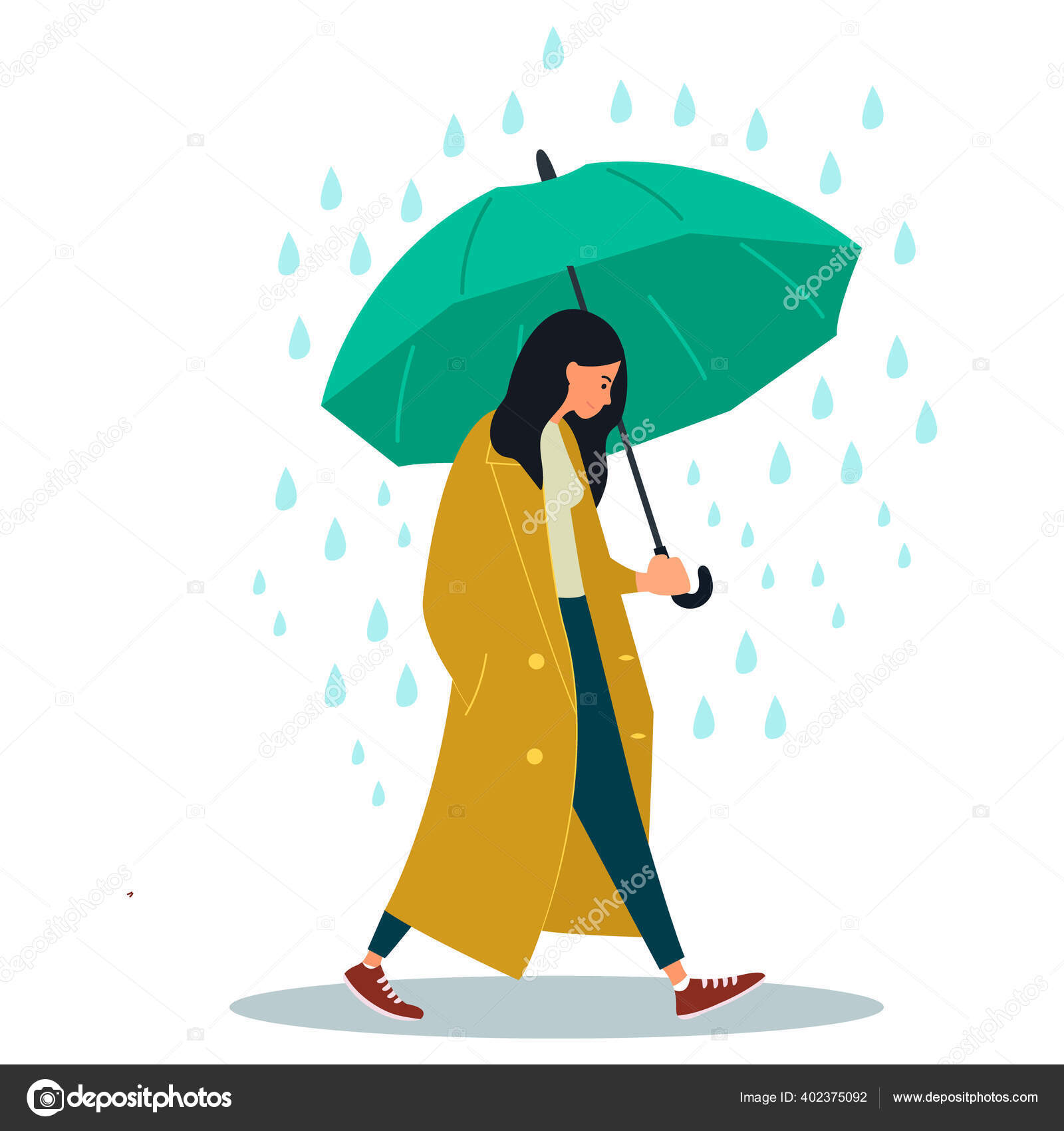 Mujer con paraguas bajo la lluvia