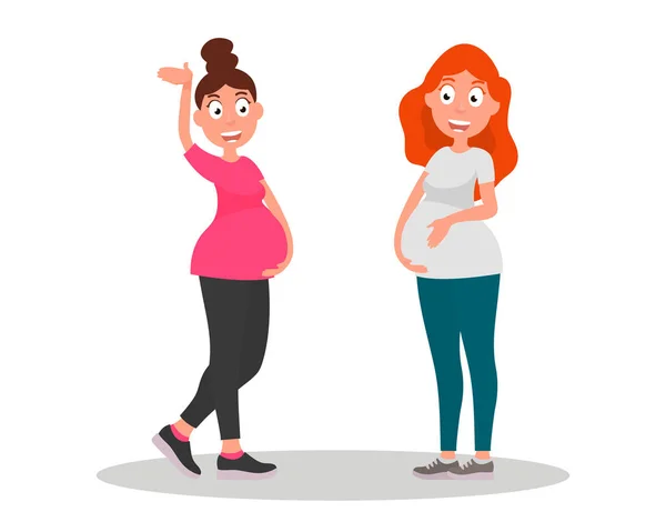 Gruppe Von Schwangeren Gesundheitsfürsorge Vektor Illustration Babypflegekonzept — Stockvektor