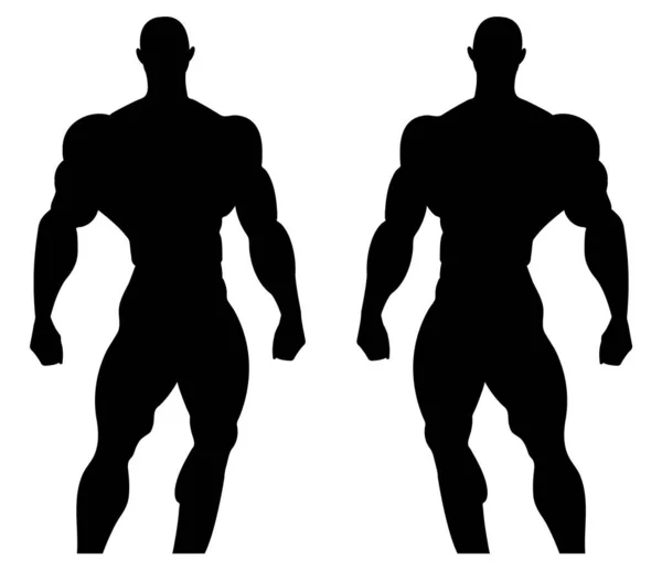 Silhouette Illustration Eines Bodybuilders Männliche Muskulöse Anatomie Vektorillustration — Stockvektor