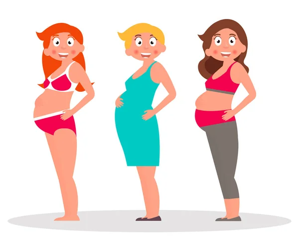 Grupo Mujeres Embarazadas Atención Médica Ilustración Vectorial Concepto Cuidado Del — Vector de stock