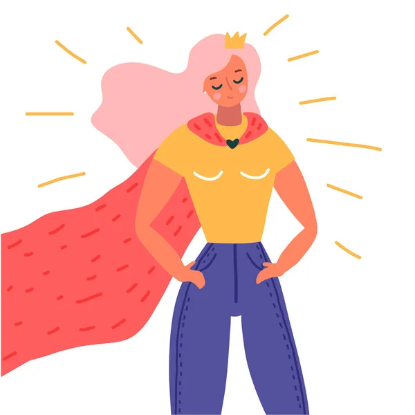 Ilustración Superhéroe Mujer Concepto Poder Las Niñas Ilustración Vectorial Sobre — Vector de stock