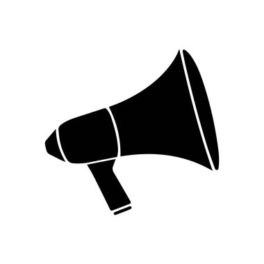 Megafon beyaz arkaplan tasarımı. Hoparlör sesli çağrı vektörü.