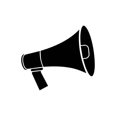 Megafon beyaz arkaplan tasarımı. Hoparlör sesli çağrı vektörü.