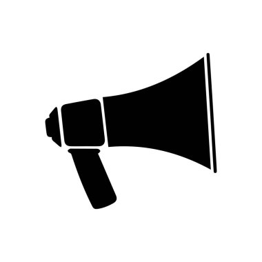 Megafon beyaz arkaplan tasarımı. Hoparlör sesli çağrı vektörü.