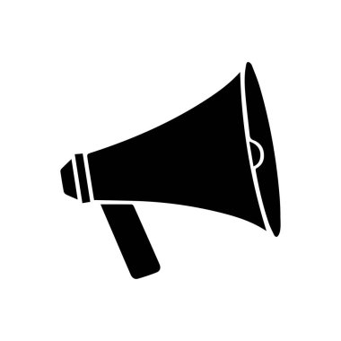 Megafon beyaz arkaplan tasarımı. Hoparlör sesli çağrı vektörü.