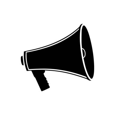 Megafon beyaz arkaplan tasarımı. Hoparlör sesli çağrı vektörü.