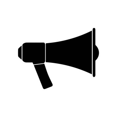 Megafon beyaz arkaplan tasarımı. Hoparlör sesli çağrı vektörü.