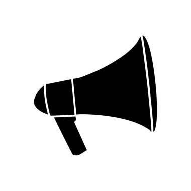 Megafon beyaz arkaplan tasarımı. Hoparlör sesli çağrı vektörü.