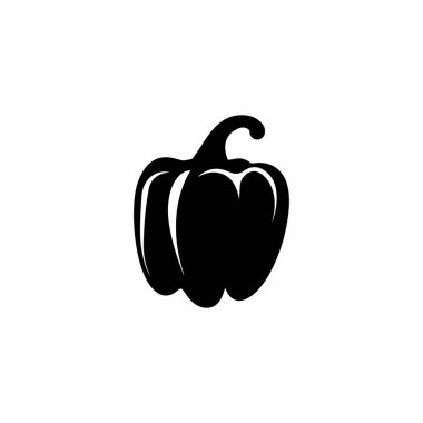Biber siyah ikonu taze sıcak yiyecek doğal vektör tasarımı.