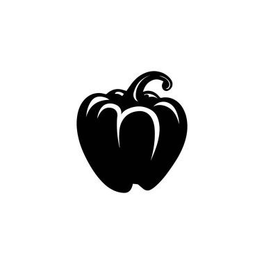 Biber siyah ikonu taze sıcak yiyecek doğal vektör tasarımı.