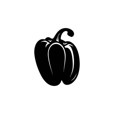 Biber siyah ikonu taze sıcak yiyecek doğal vektör tasarımı.