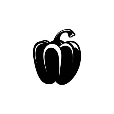 Biber siyah ikonu taze sıcak yiyecek doğal vektör tasarımı.