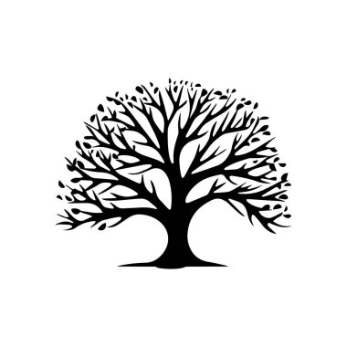 Ağaç simgesi beyaz arkaplanda siyahı izole etti. Vektör İllüstrasyonu.