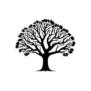 Ağaç simgesi beyaz arkaplanda siyahı izole etti. Vektör İllüstrasyonu.