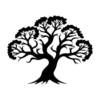Ağaç simgesi beyaz arkaplanda siyahı izole etti. Vektör İllüstrasyonu.