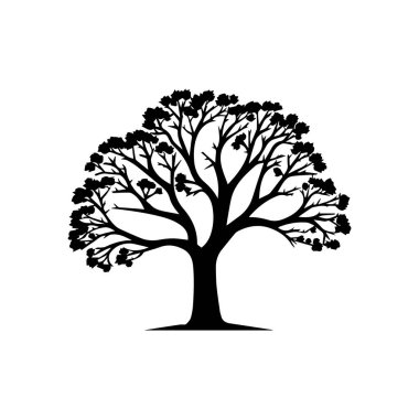Ağaç simgesi beyaz arkaplanda siyahı izole etti. Vektör İllüstrasyonu.