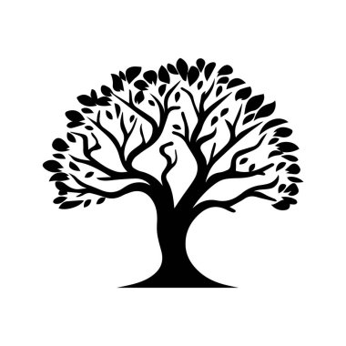 Ağaç simgesi beyaz arkaplanda siyahı izole etti. Vektör İllüstrasyonu.
