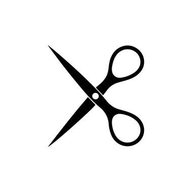 Makas satır kesme sayfası siyah simge vektör arkaplan tasarımı çapraz.